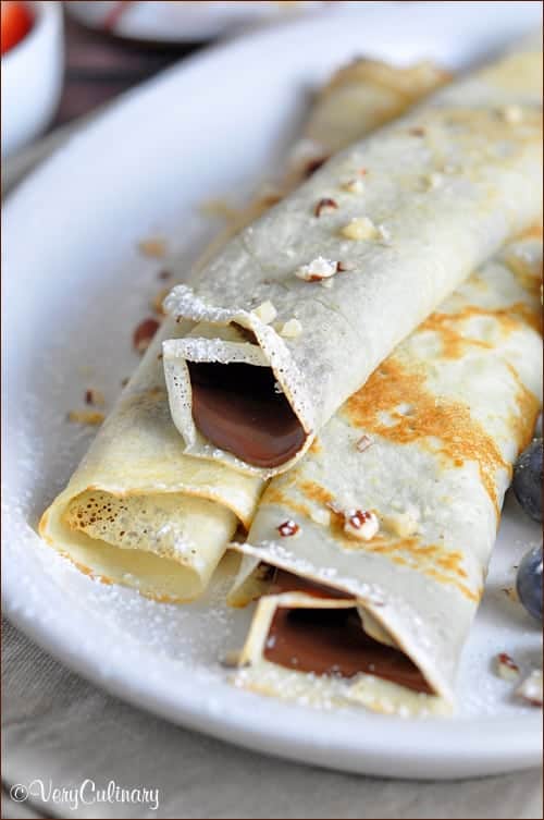 Nutella-Stuffed Pancake Rolls