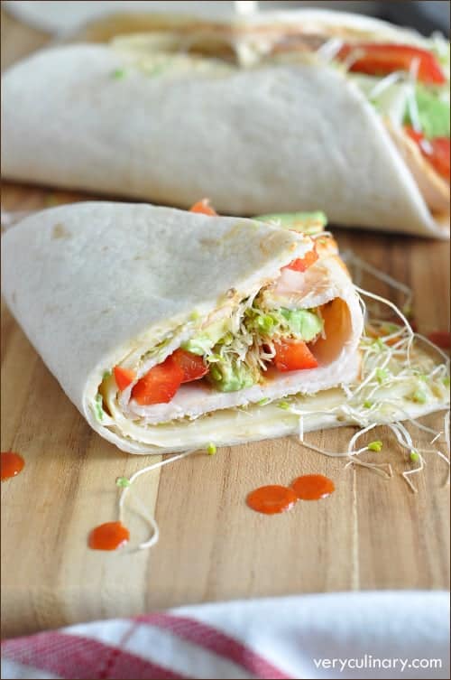 Turkey and Swiss Cheese Wrap with Spicy Mayo