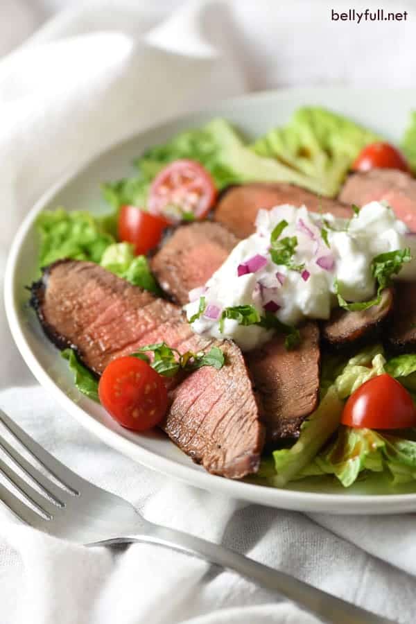 Grilled Steak Salad with Tzatziki Sauce