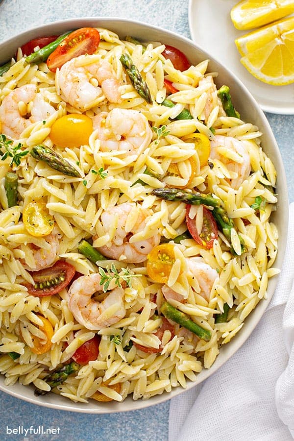 Orzo Salad {with Shrimp and Asparagus}