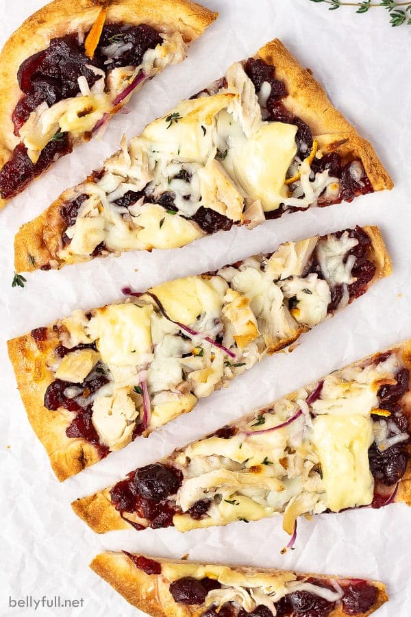 Turkey Cranberry and Brie Naan Pizza