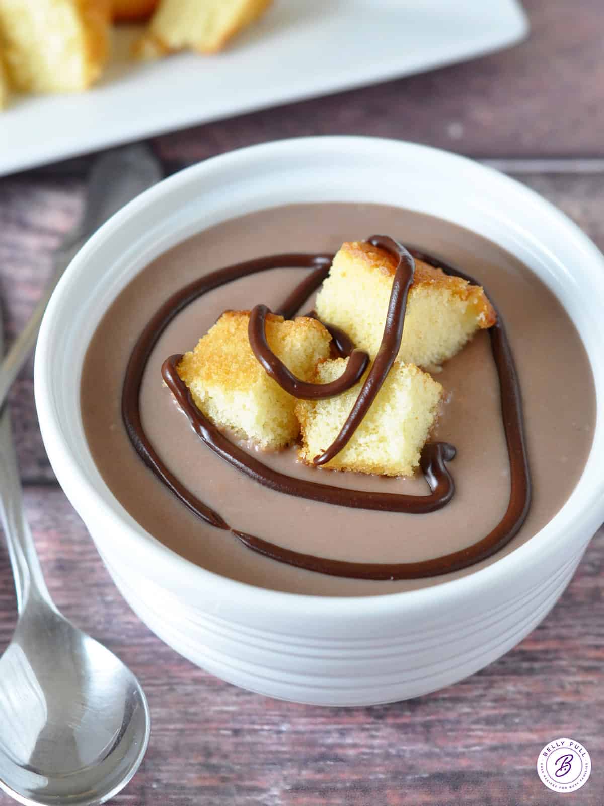 Milk Chocolate Soup with Cake Croutons