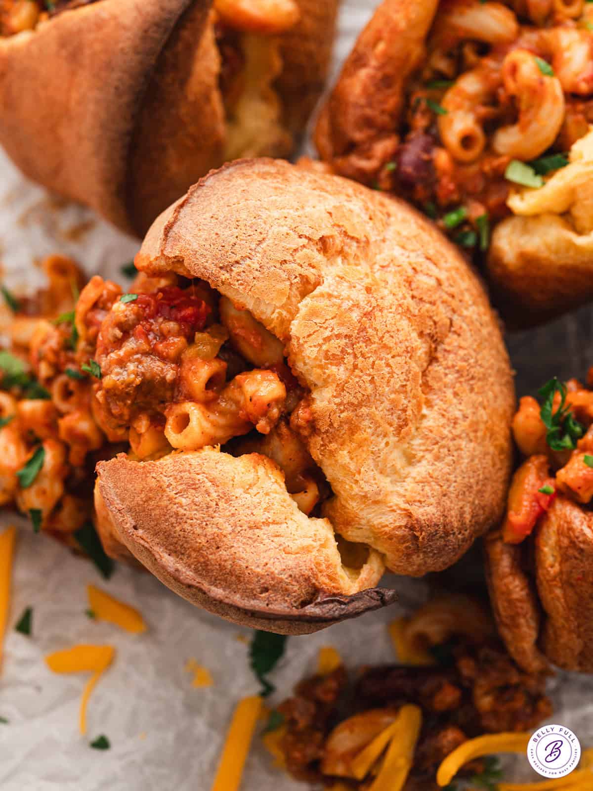 Chili Mac Stuffed Popovers