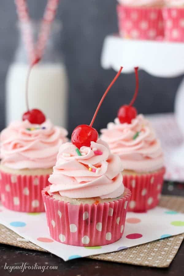 Cherry Funfetti Almond Cupcakes