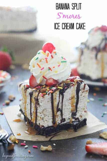 Banana Split S’mores Ice cream Cake