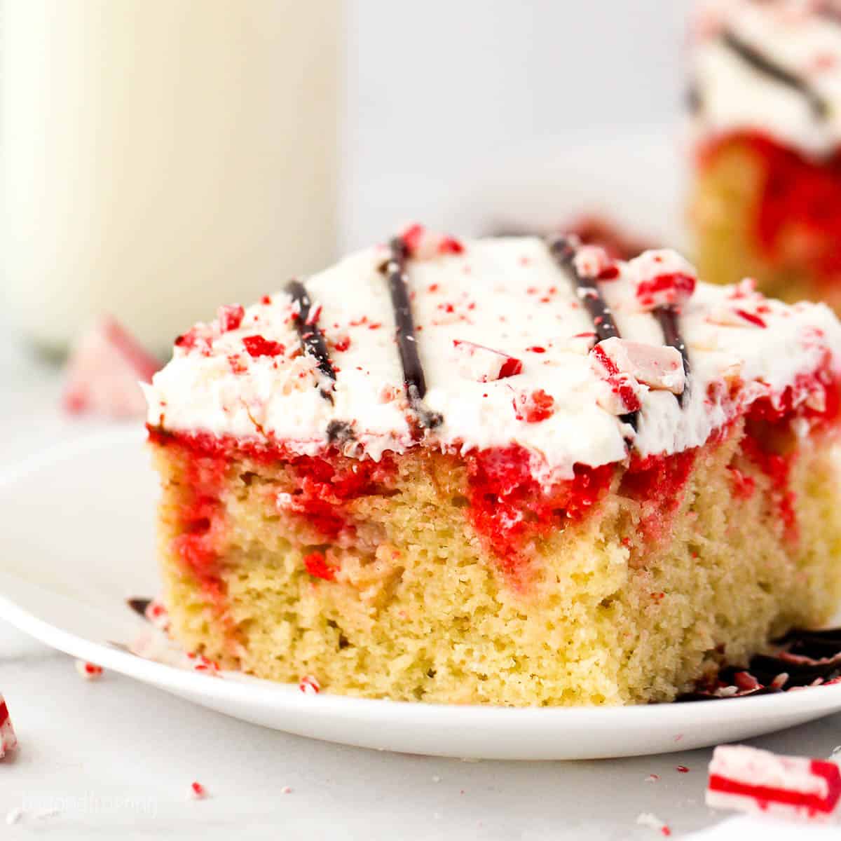 Candy Cane Poke Cake