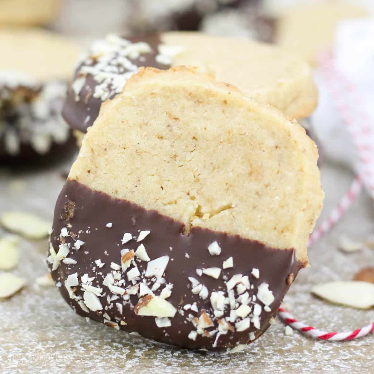 Chocolate Dipped Espresso Shortbread Cookies