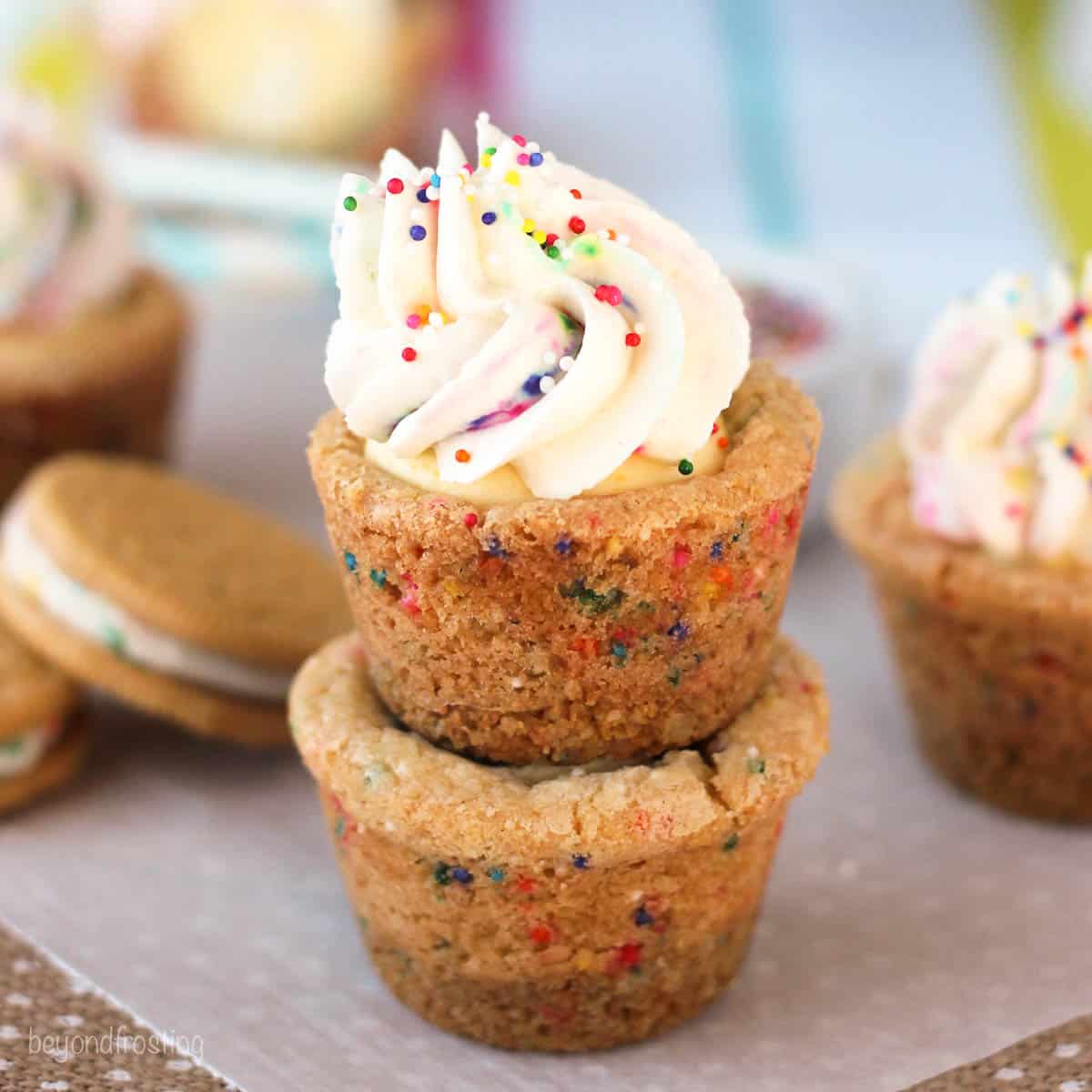 Funfetti Cream Pie Cookie Cups