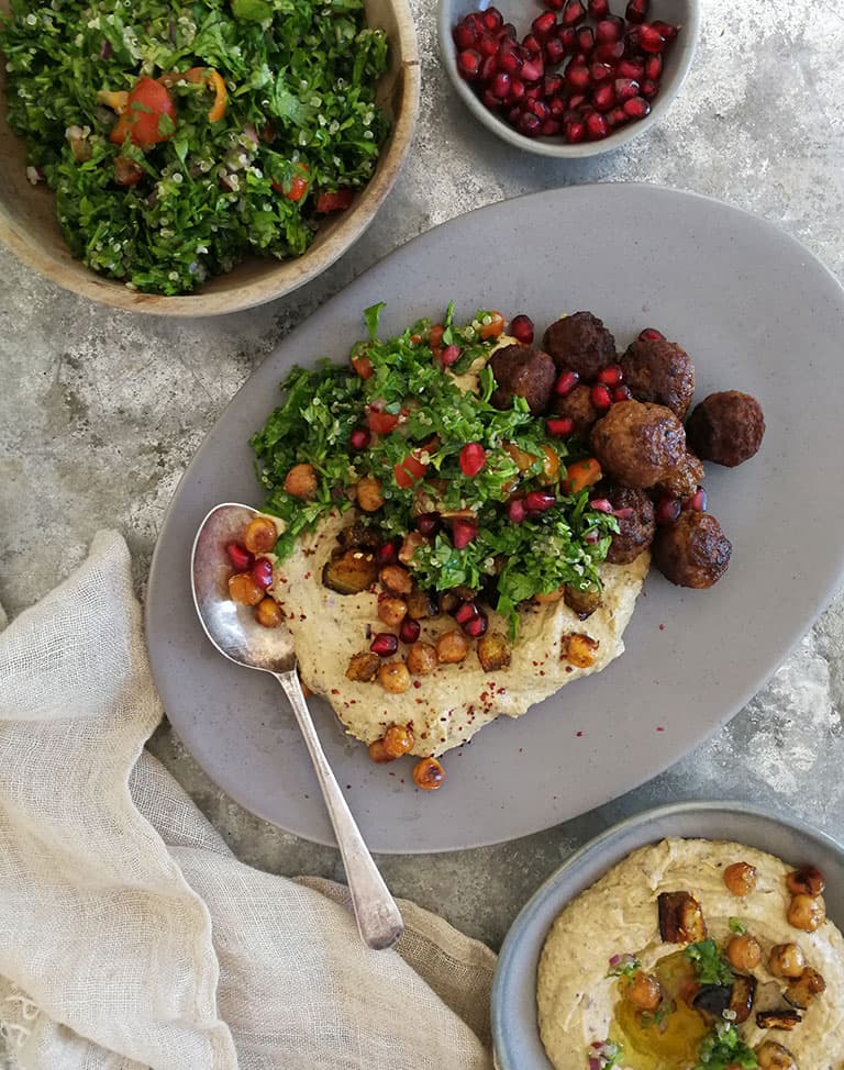 Cheat's Baba Ganoush & Lebanese Tabbouleh