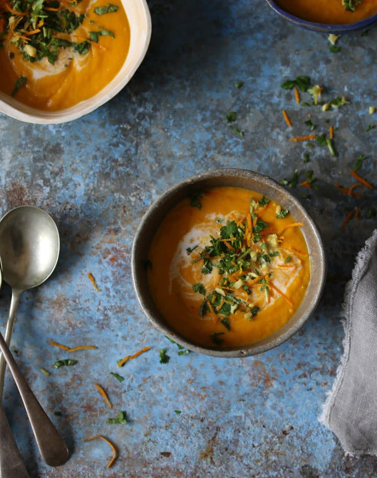 Carrot, Orange & Ginger Soup with Coriander, Ginger & Orange Zest ‘’Gremolata’’