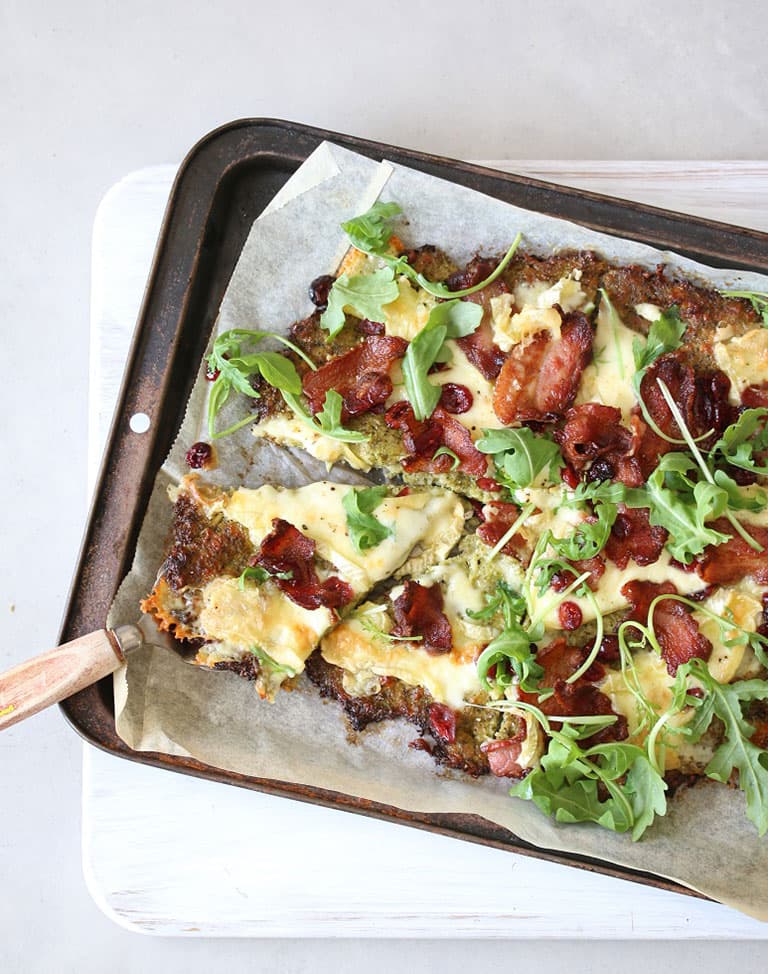 Broccoli Pizza with Bacon, Brie & Cranberries