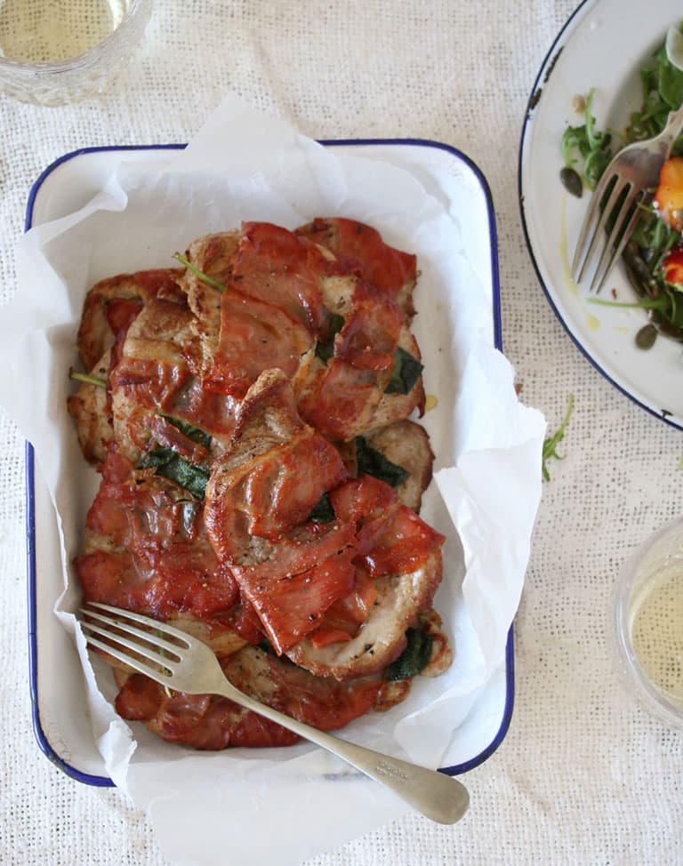 Pork Saltimbocca with Nectarine Salad