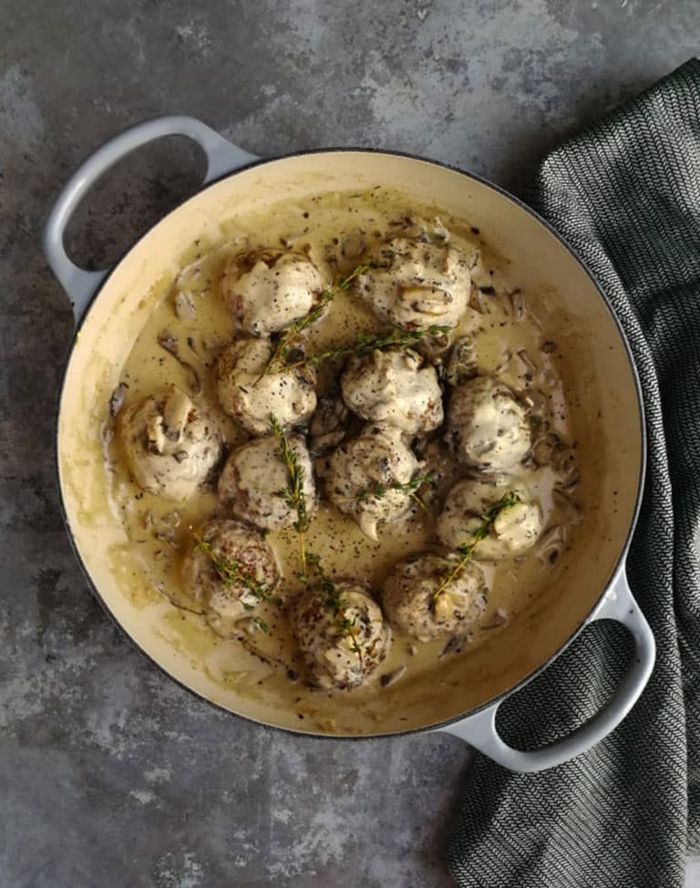 Meatballs in Creamy Mushroom & Thyme Sauce