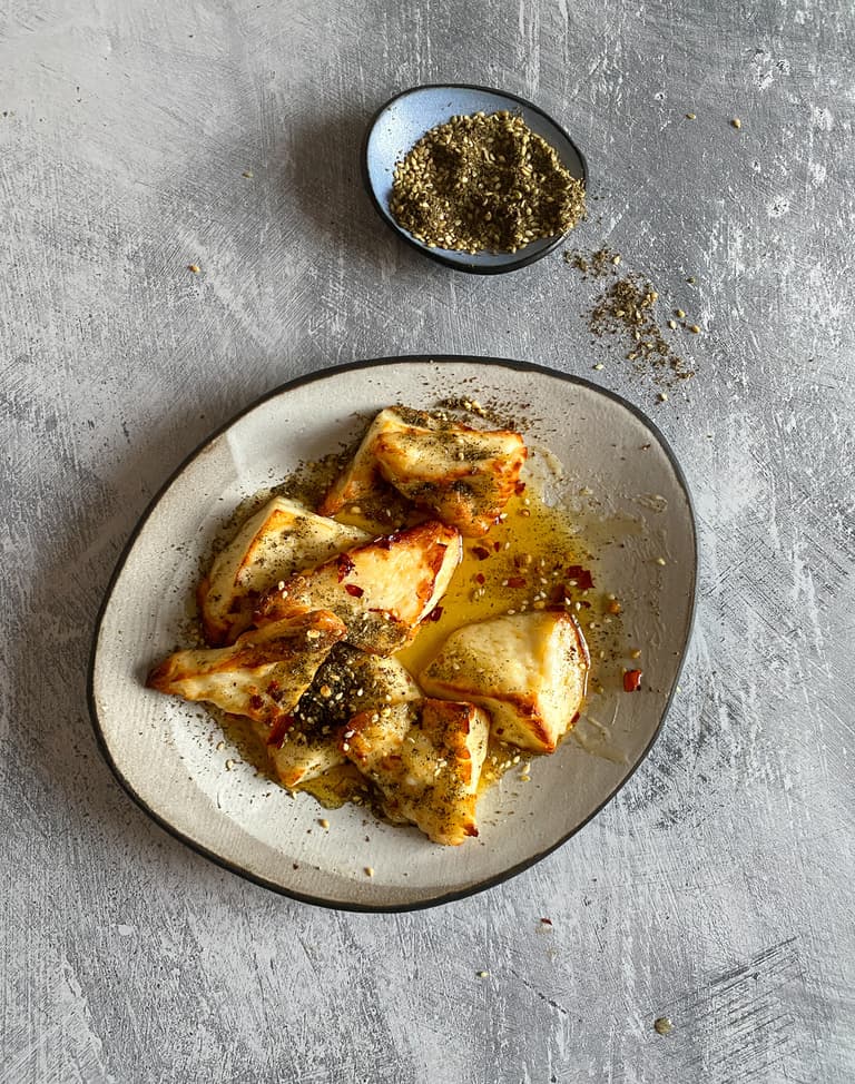 Grilled Halloumi with Hot Honey & Za'atar