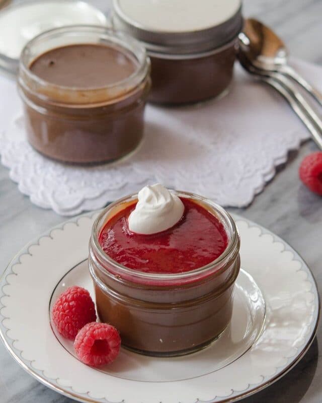 Chocolate Raspberry Pots de Crème