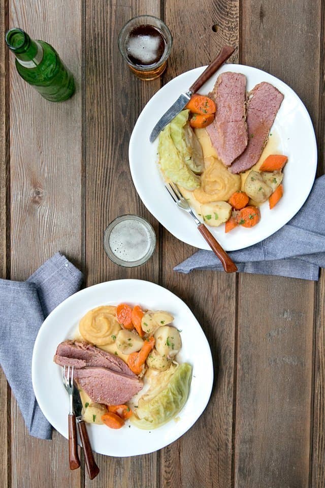 Corned Beef with Cabbage, Potatoes and Split Pea Mash - Stovetop Version