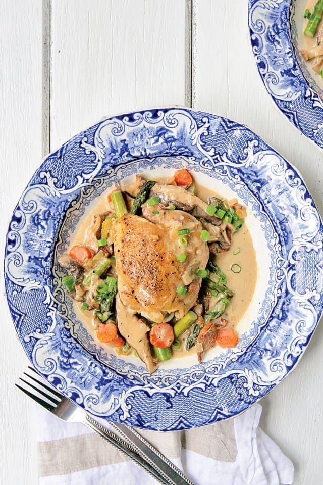 Chicken Fricassée with Spring Vegetables - Stovetop Version
