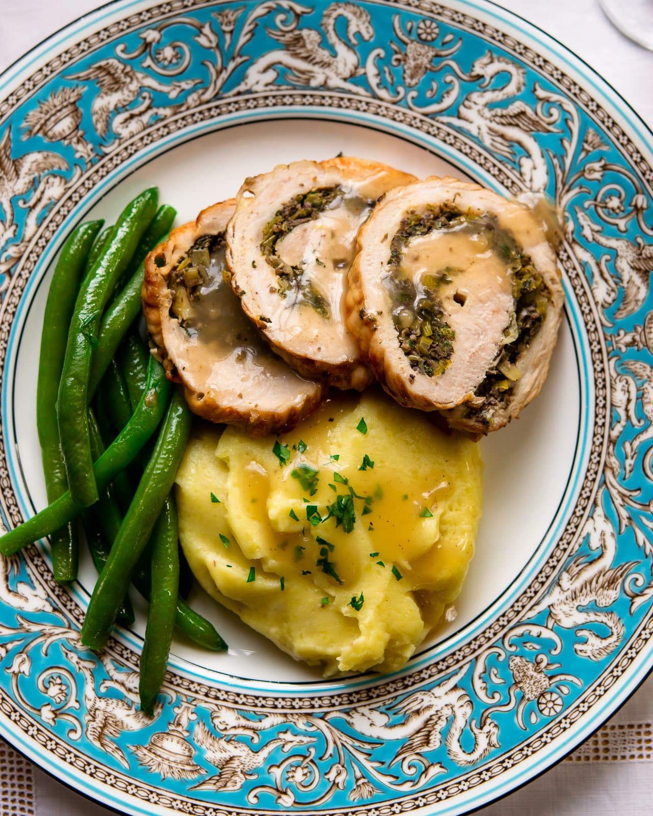 Turkey Roulade with Leeks, Mushrooms and Marsala