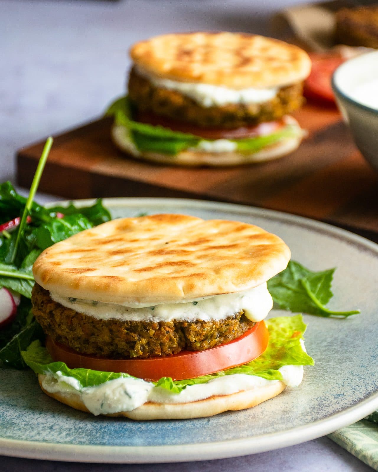 Chickpeas Burgers with Whipped Feta Spread
