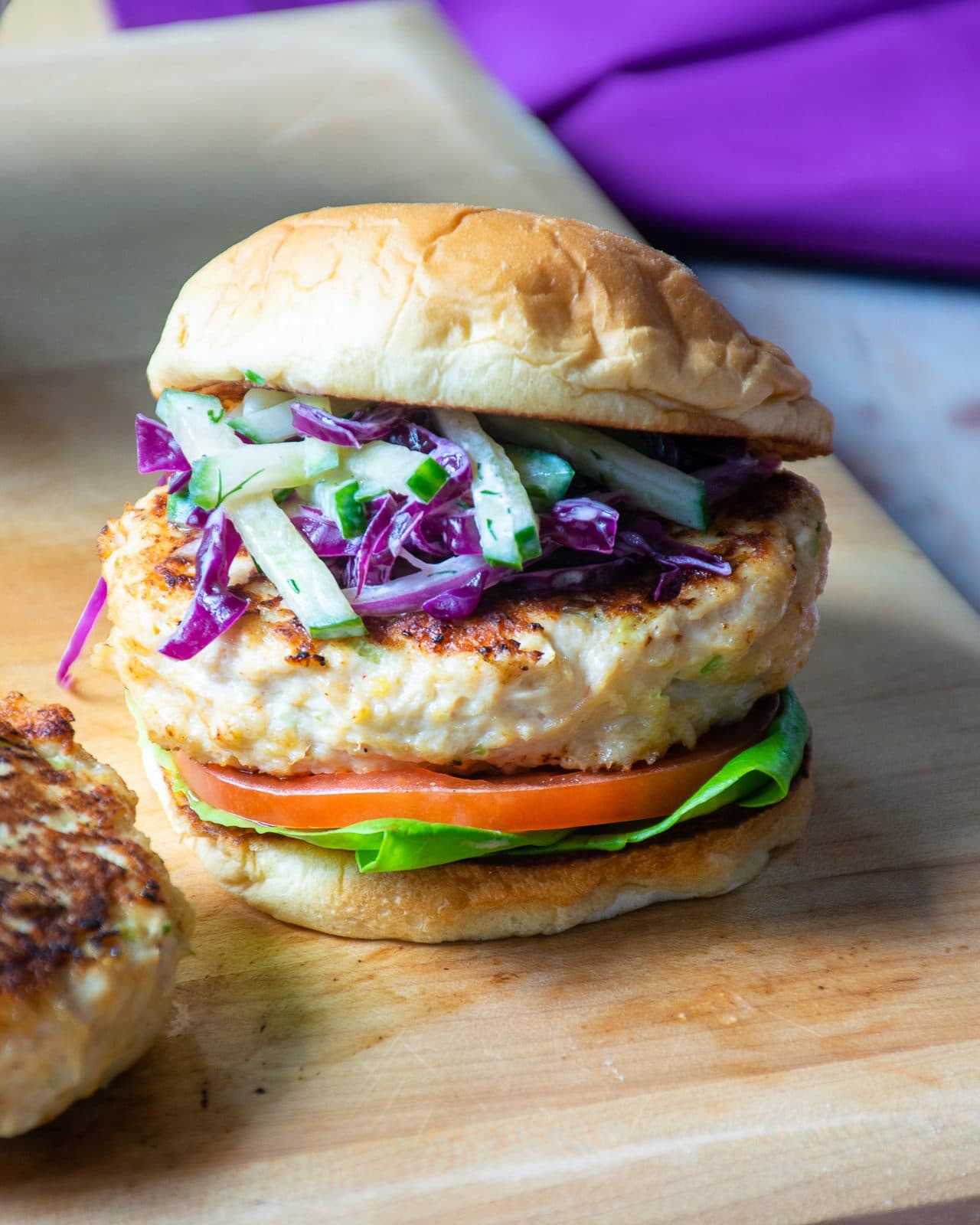 Zesty Chicken Burger with Cool Cucumber Slaw