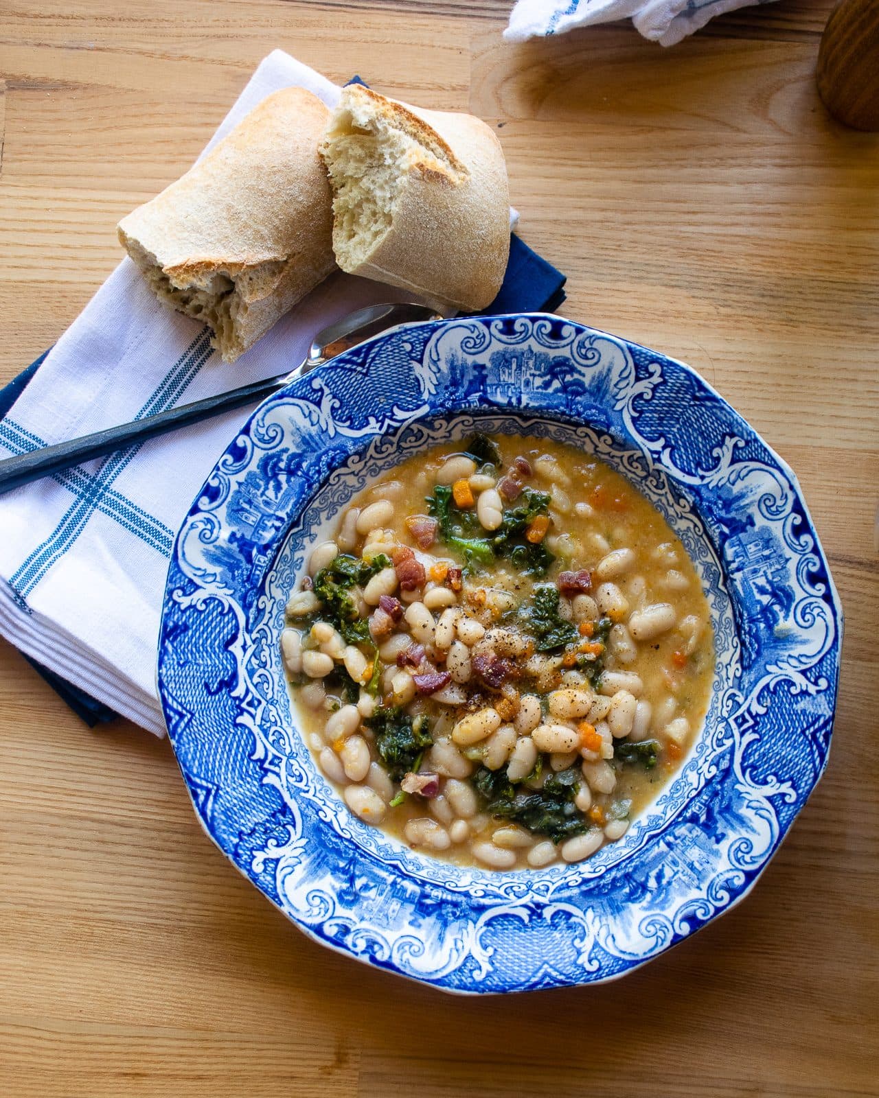 Creamy Slow-Cooker White Beans with Pancetta and Greens