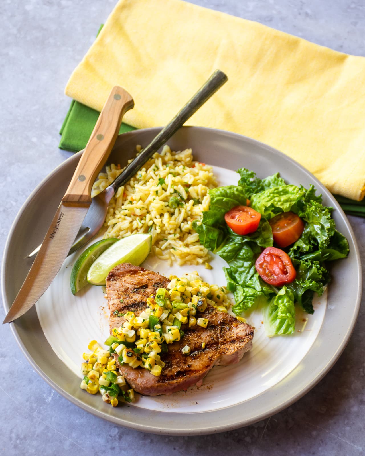 Grilled Tuna Steak with Corn and Scallion Salsa