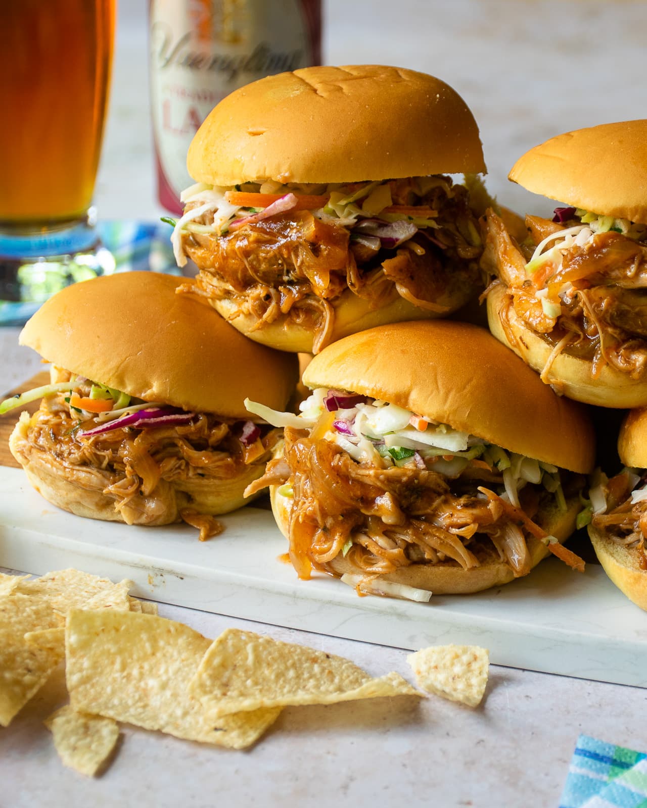 Slow Cooker Pulled BBQ Chicken Sliders
