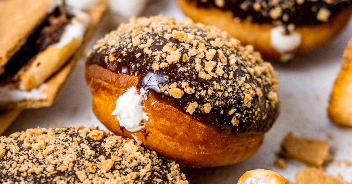 Marshmallow Cream Filled S'mores Donuts