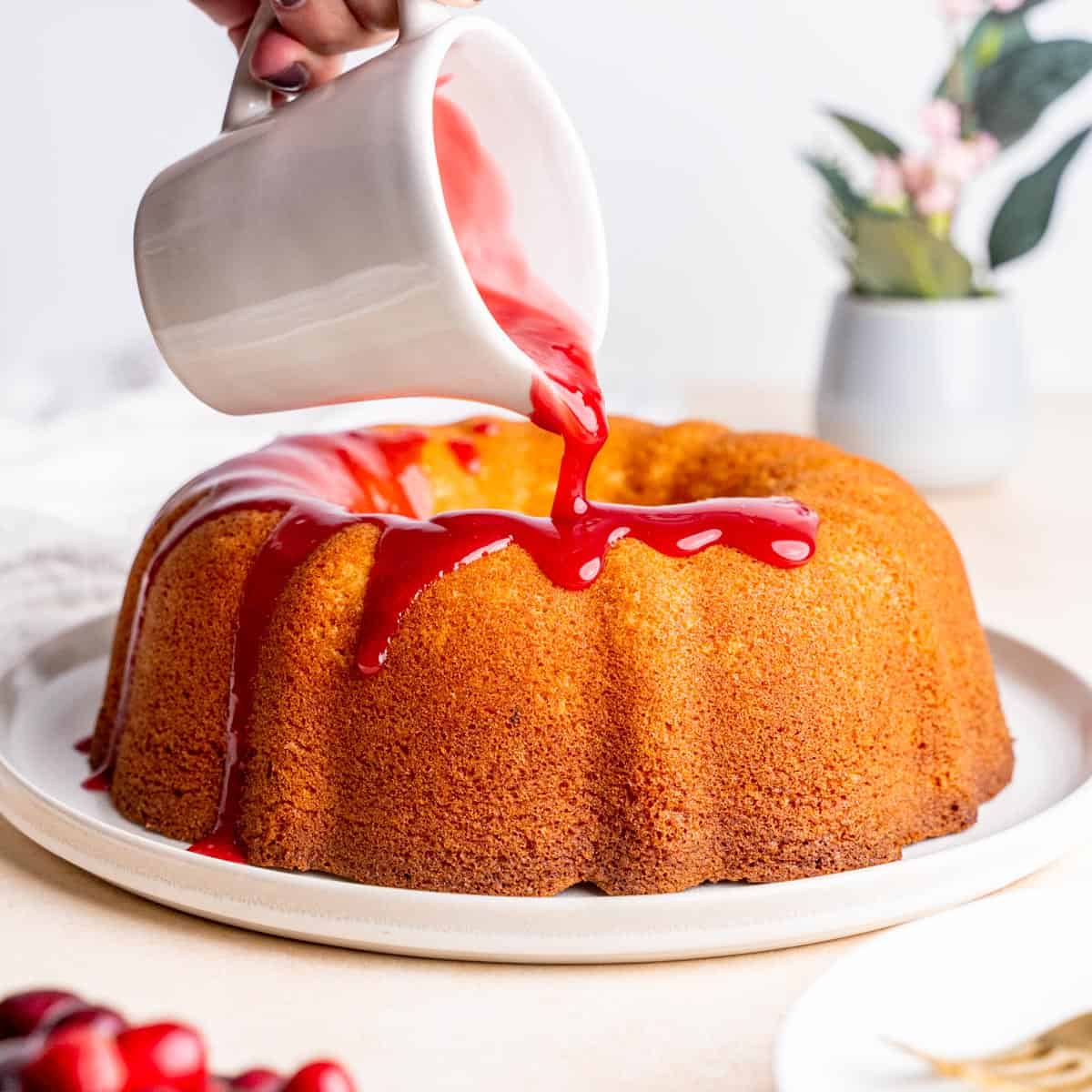 Orange Bundt Cake with Cranberry Glaze