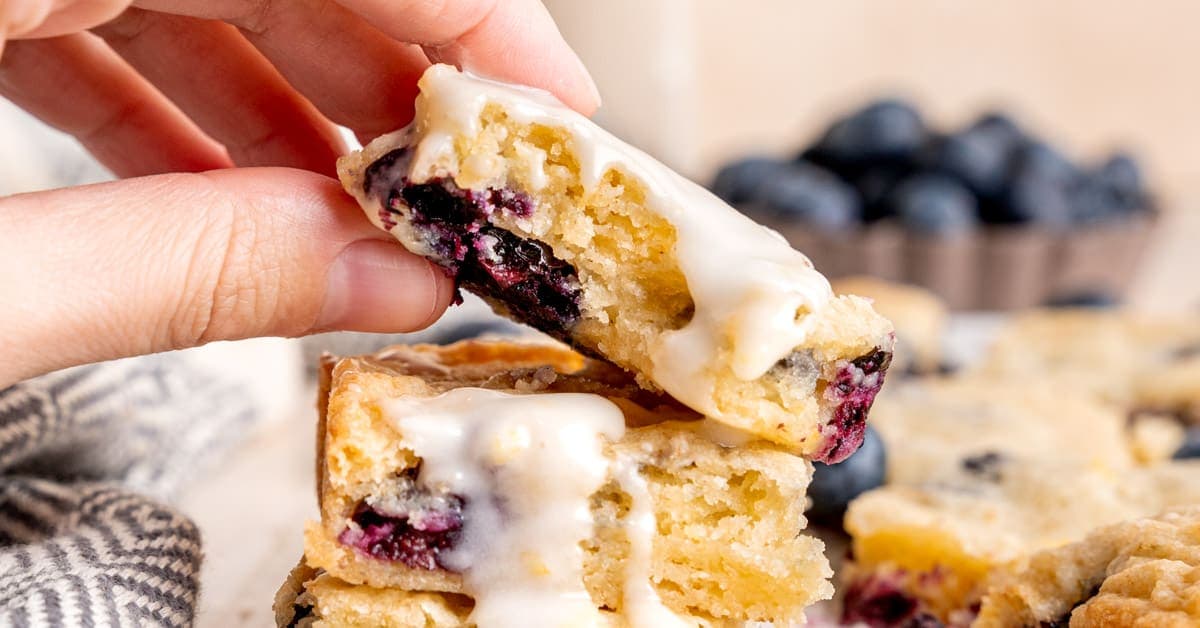 Lemon Blueberry Blondies with Icing