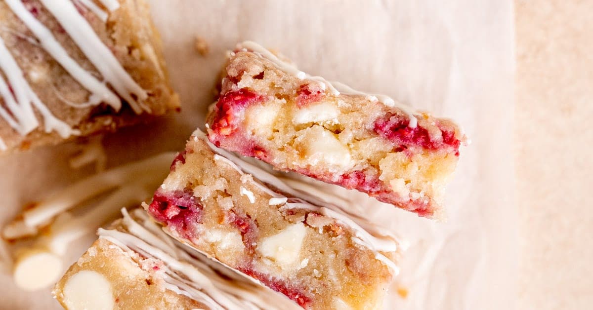 Raspberry and White Chocolate Blondies