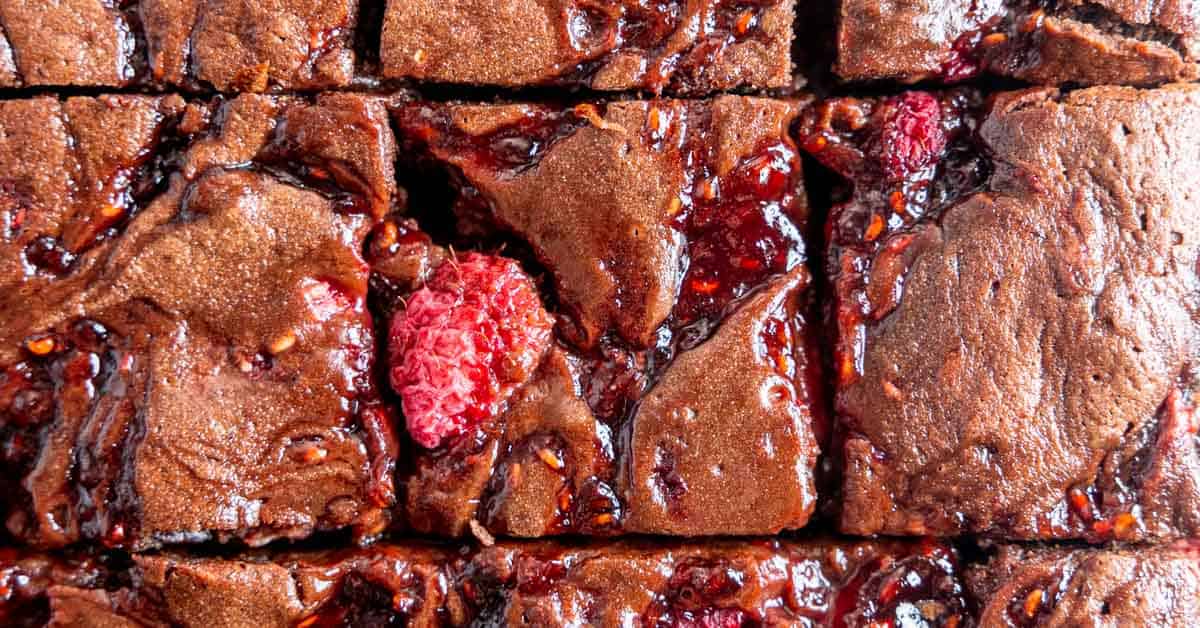 Thick Fudgy Chocolate Raspberry Brownies