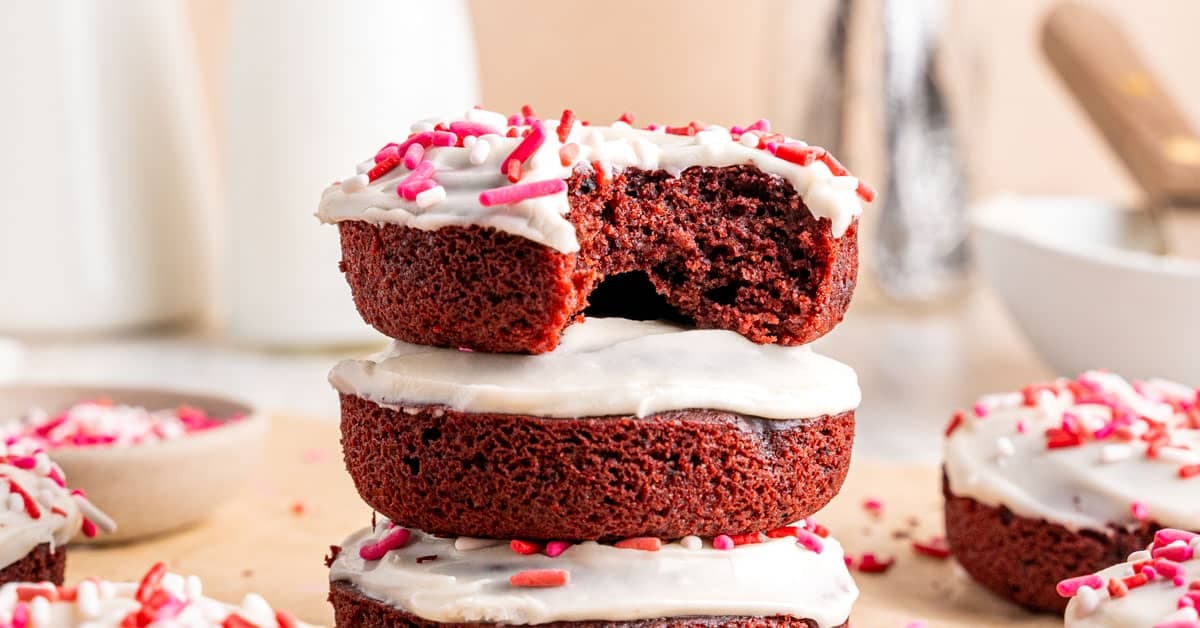 Red Velvet Cake Donuts with Cream Cheese Icing