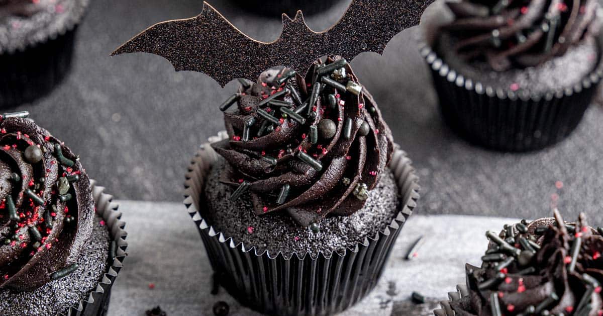 Black Velvet Cupcakes with Raspberry Filling