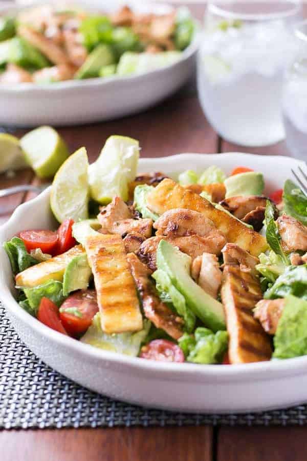 Chicken, Haloumi and Avocado Salad with Lime Dressing