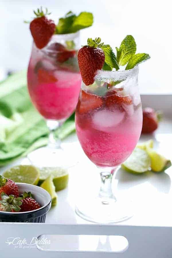 Strawberry Coconut Mojitos