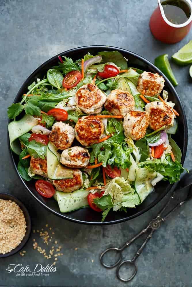 Thai Chicken Meatball Salad