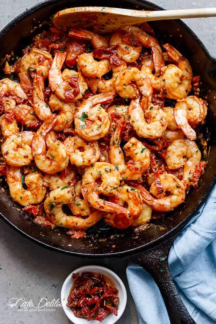 Spicy Garlic Sun Dried Tomato Shrimp