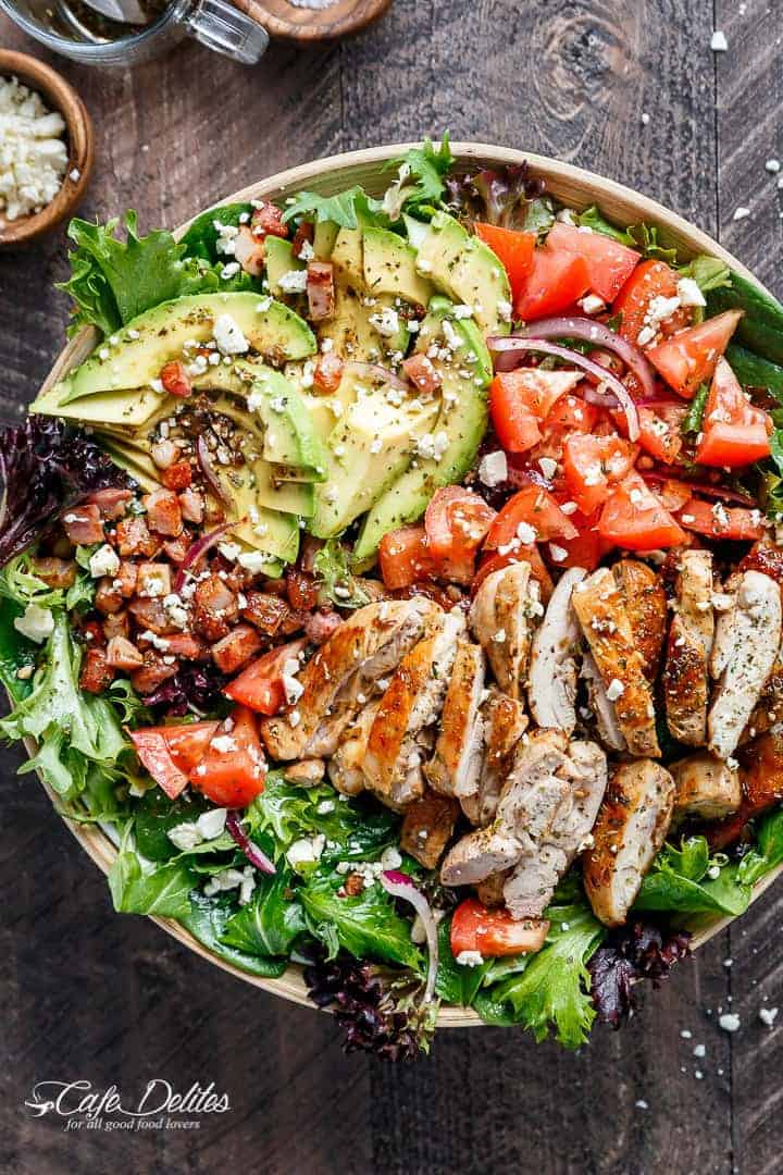BLT Balsamic Chicken Avocado Salad