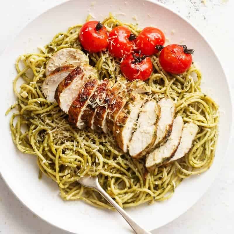 Basil Pesto Chicken Spaghetti