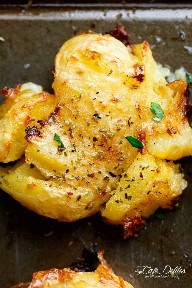 Crispy Greek Lemon Smashed Potatoes