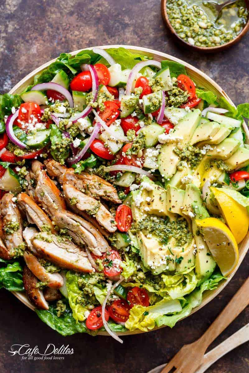 Pesto Grilled Chicken Avocado Salad
