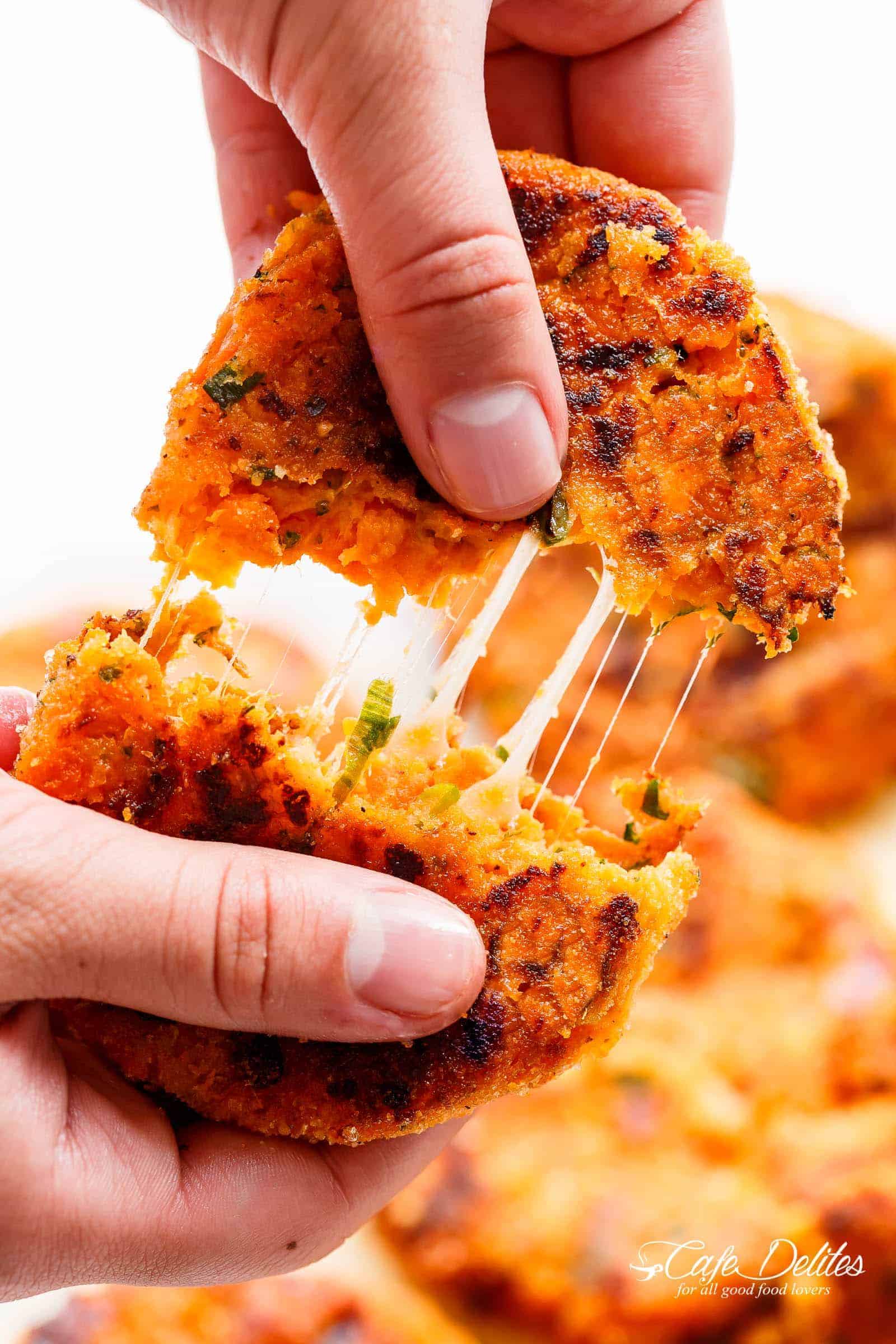 Cheesy Mashed Sweet Potato Cakes