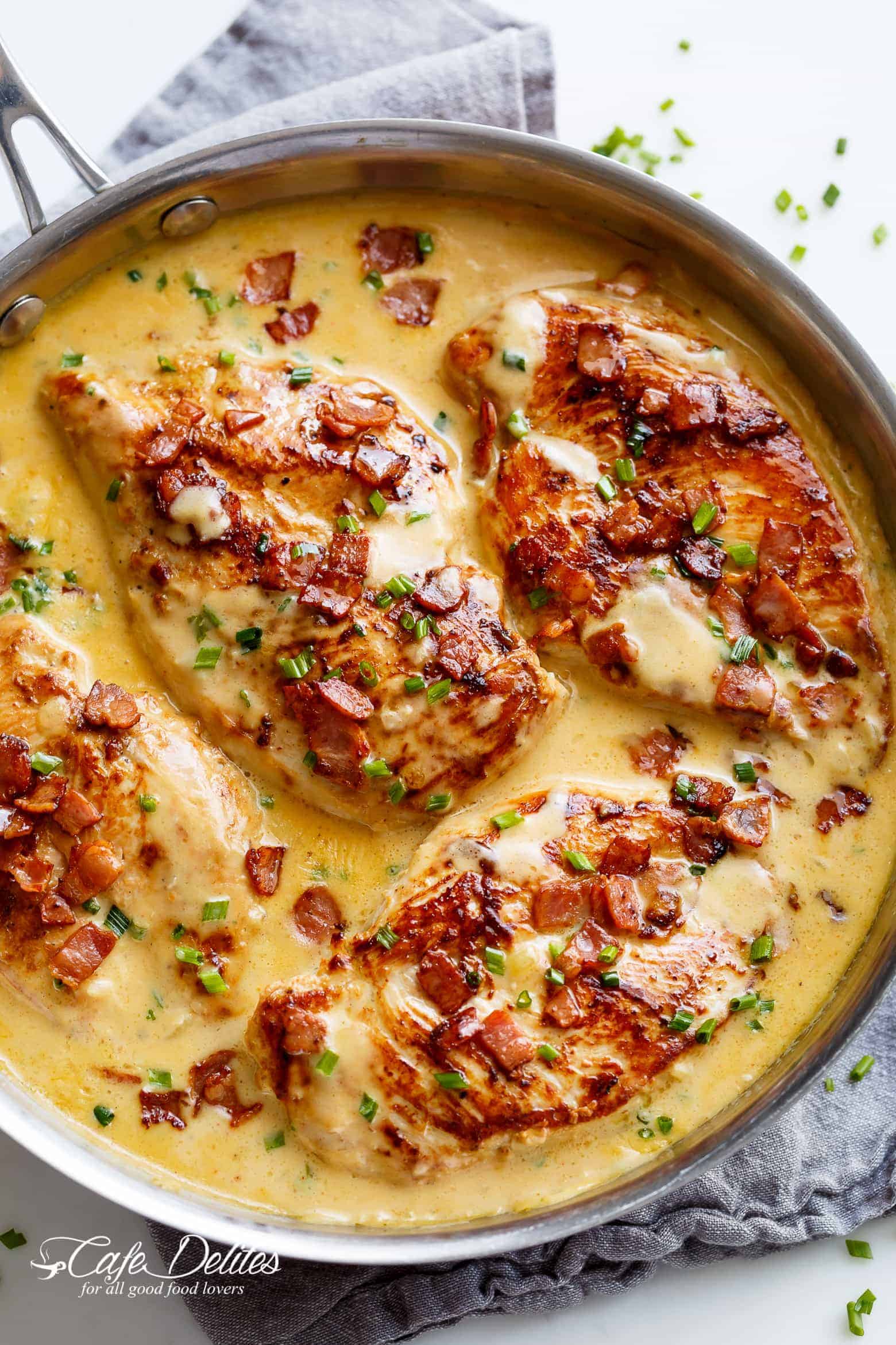 Creamy Beer Cheese Chicken With Crispy Bacon