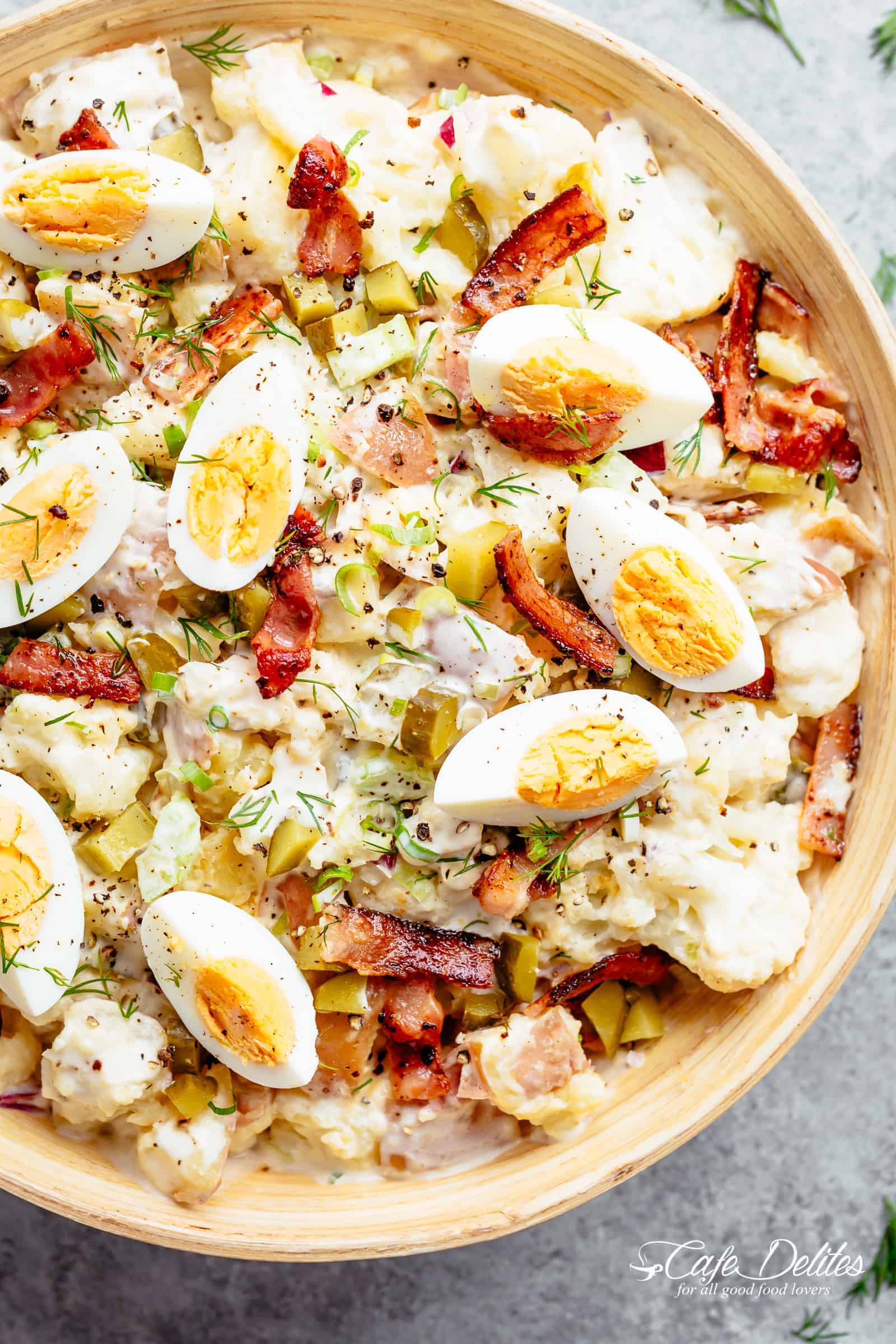 Potato Salad with Bacon, Eggs and Dill Pickles
