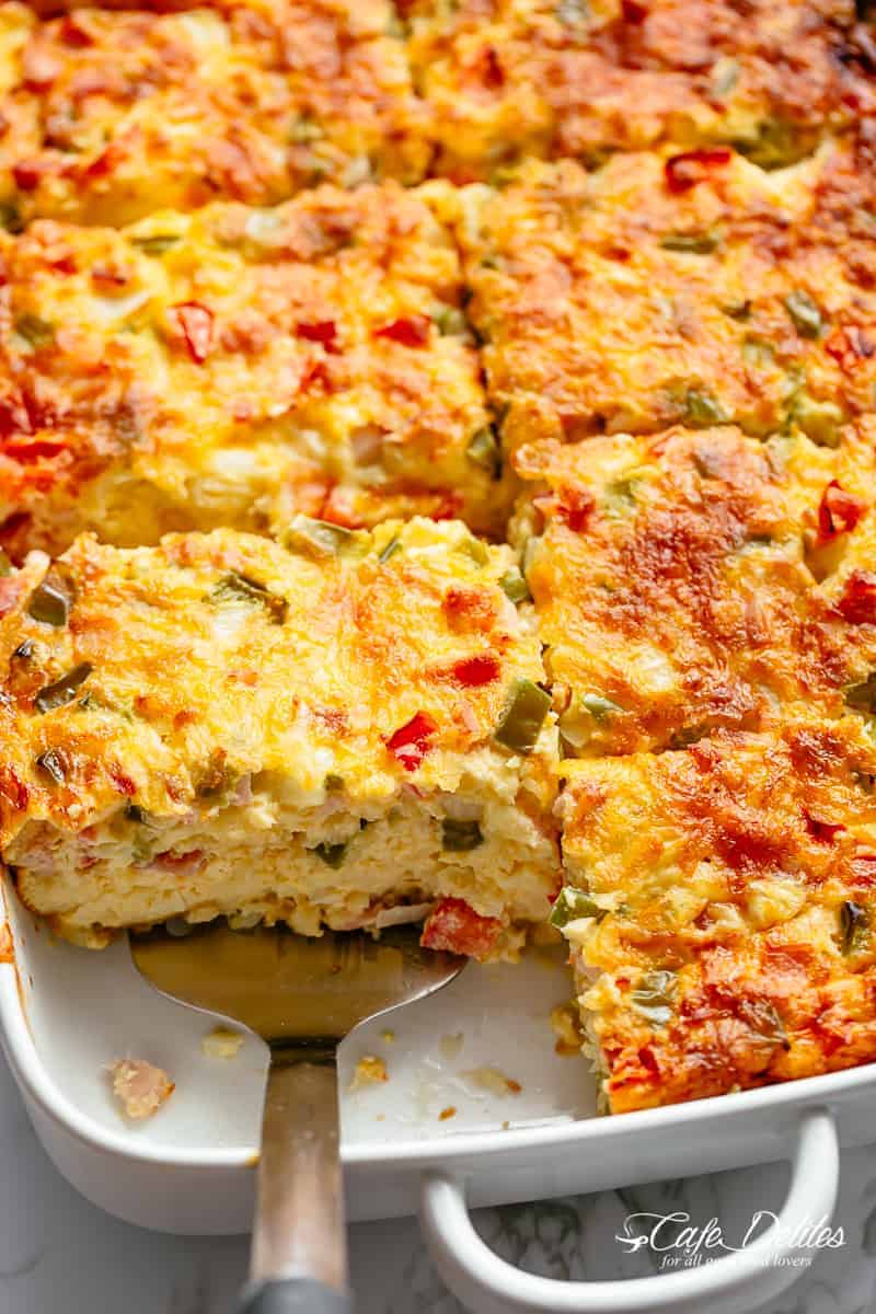 Breakfast Casserole with Hash Browns, Bacon or Sausage!