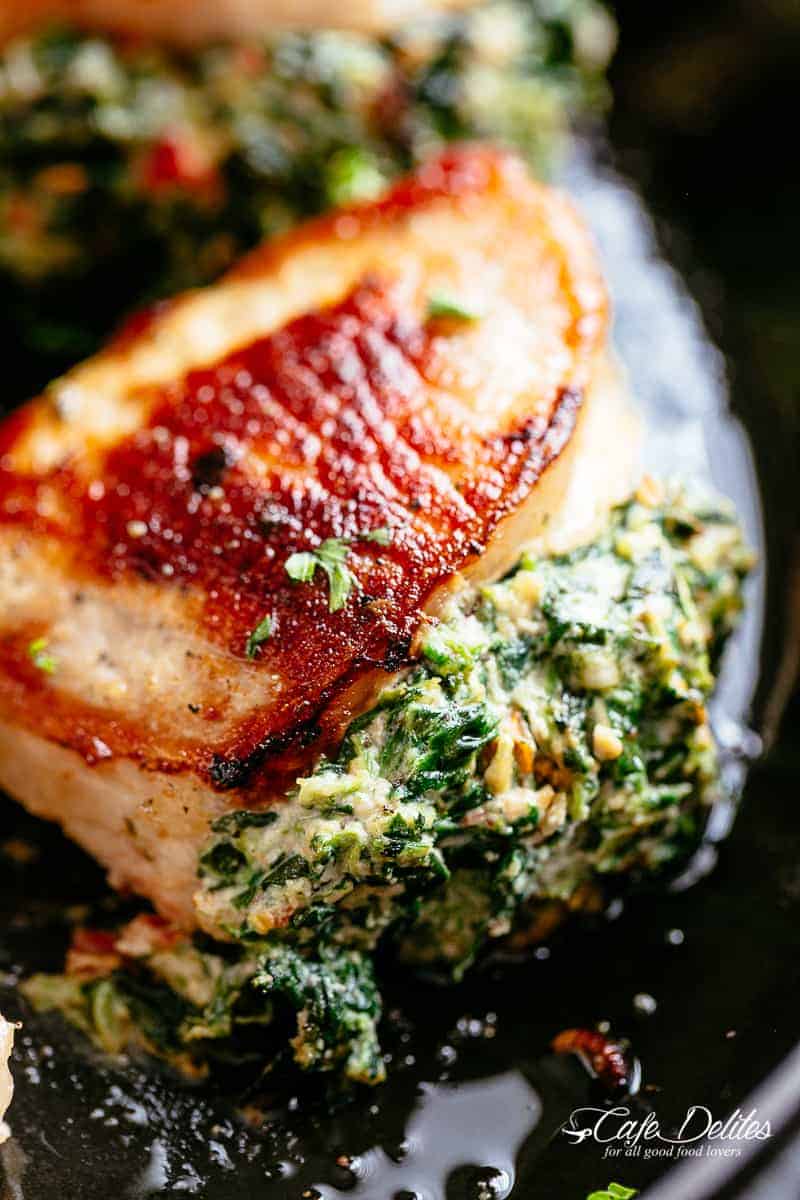 Spinach Stuffed Pork Chops