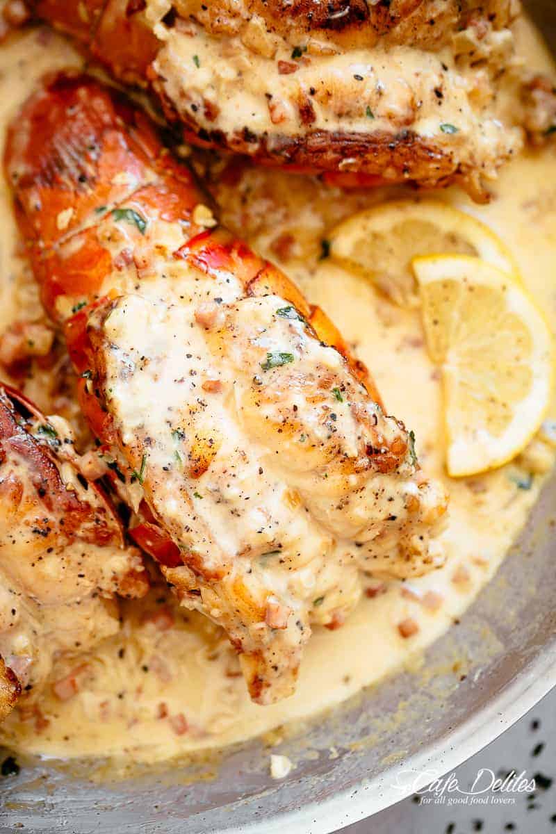 Creamy Bacon Lobster Tails