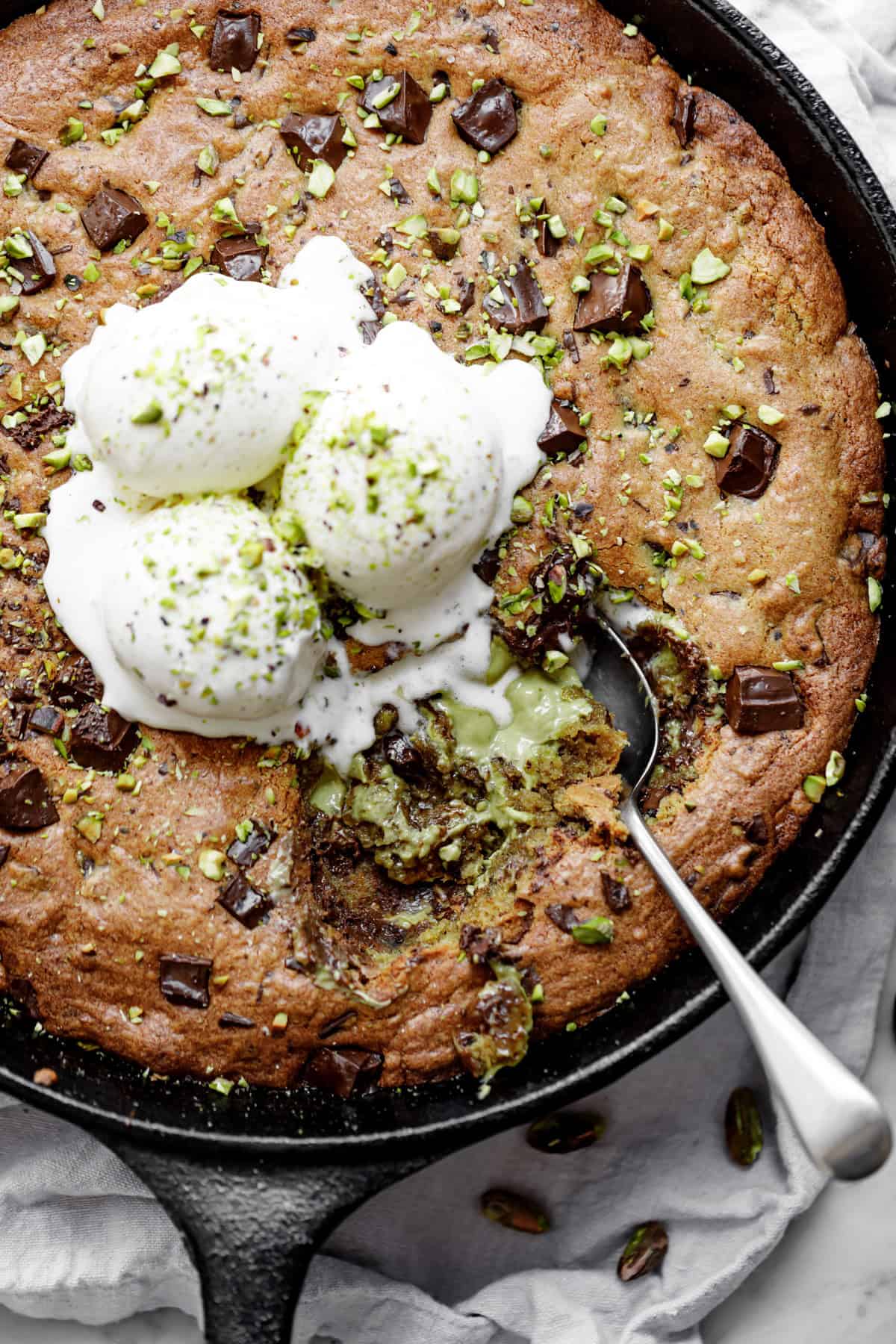 Pistachio Cream Skillet Cookie