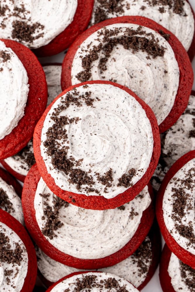Frosted Red Velvet Oreo Cookies